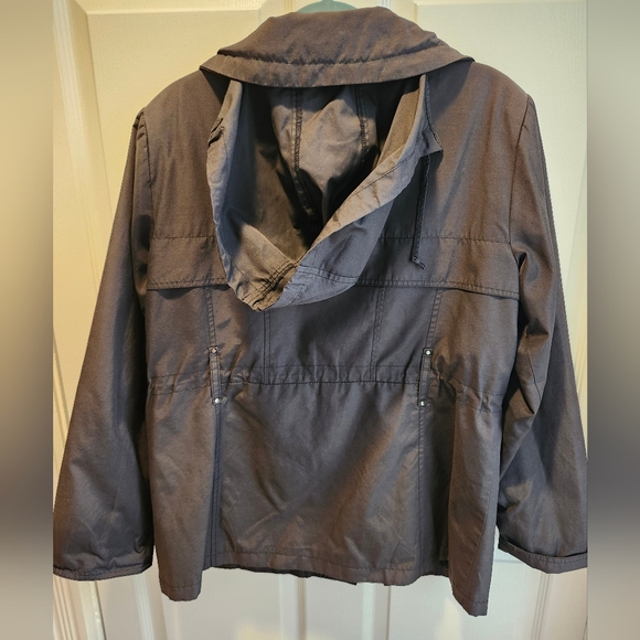 Utex Black Hooded Utility Jacket with Drawstring Waist - Picture 5 of 10